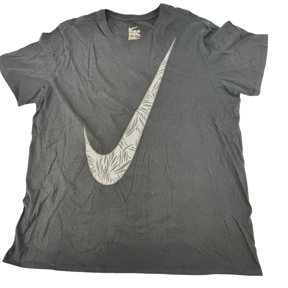 Nike Tee Shirt XXL Jumbo Swoosh Athletic Cut Black Graphic T Shirt